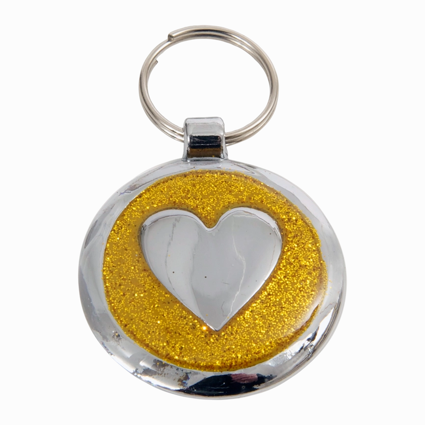 Yellow Gold Heart Small 20mm Designer Dog Tag Shimmer Range