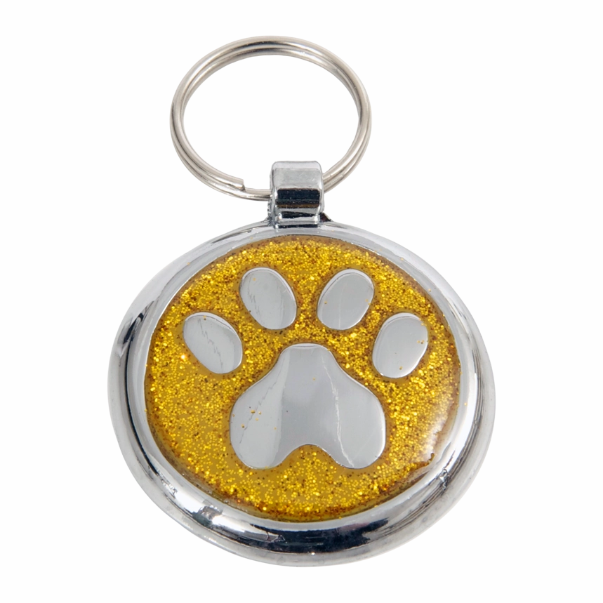Yellow Gold Paw Print Small 20mm Designer Dog Tag Shimmer Range